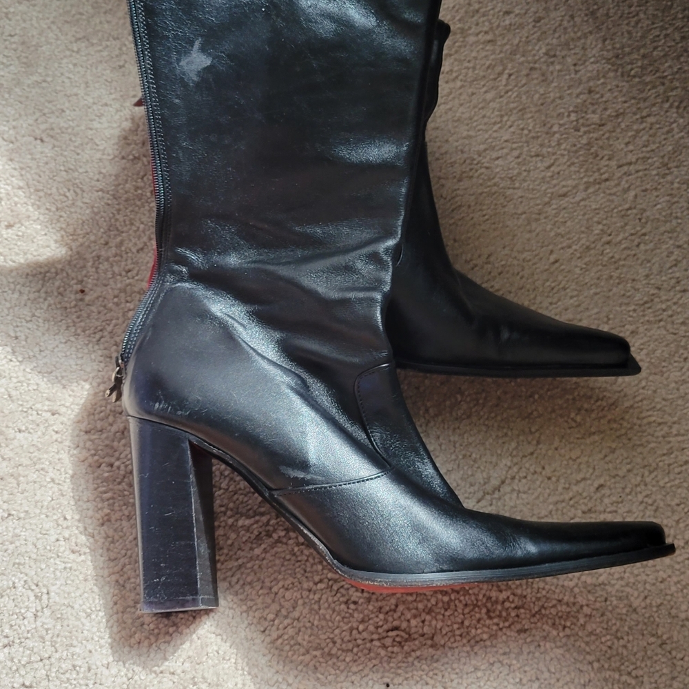 Vintage Heel Point Toe Leather Boots